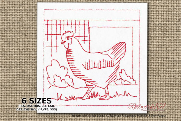 Chicken in Farm Embroidery Design