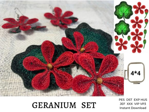 Geranium Flower Embroidery Design